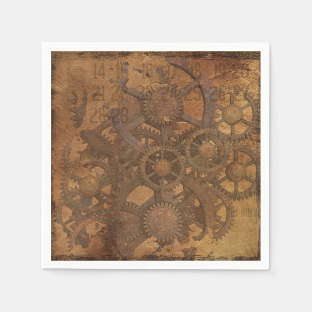 Clock Gears Steampunk Art Pappersservett (Framsidan)