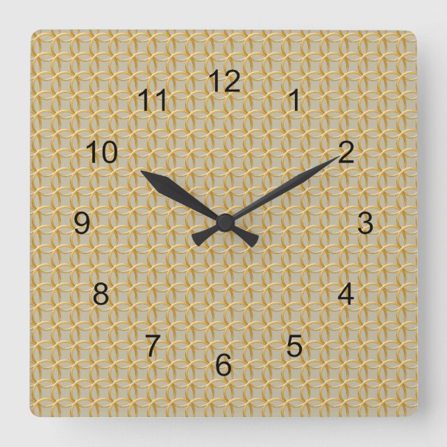 Clock - Golden Links Chain Mail Fyrkantig Klocka (Framsida)