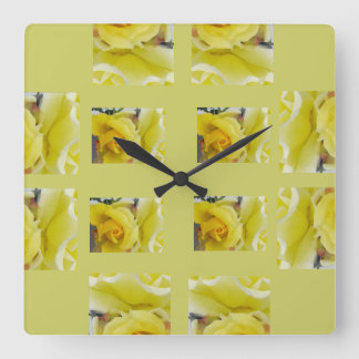 Clock gul ros fyrkantig klocka