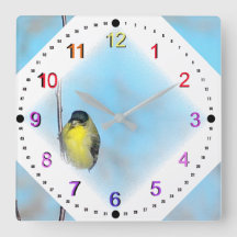 Clock - Gult Finch in Diamond Vignette