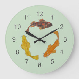 Clock - Koi Swimming i Circle Stor Klocka