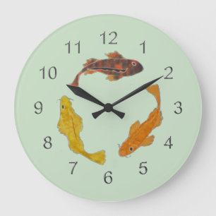 Clock - Koi Swimming i Circle Stor Klocka