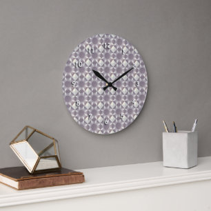 Clock - Lila Quilt Mönster Stor Klocka