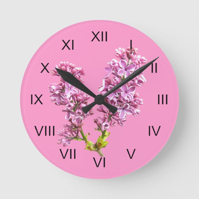 Clock - Lilac-Blommar Rund Klocka (Framsida)