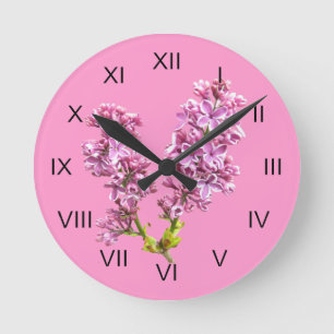 Clock - Lilac-Blommar Rund Klocka