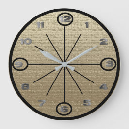 Clock - Linen-bakgrund med metallnummer Stor Klocka