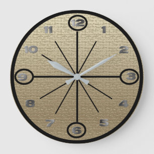 Clock - Linen-bakgrund med metallnummer Stor Klocka