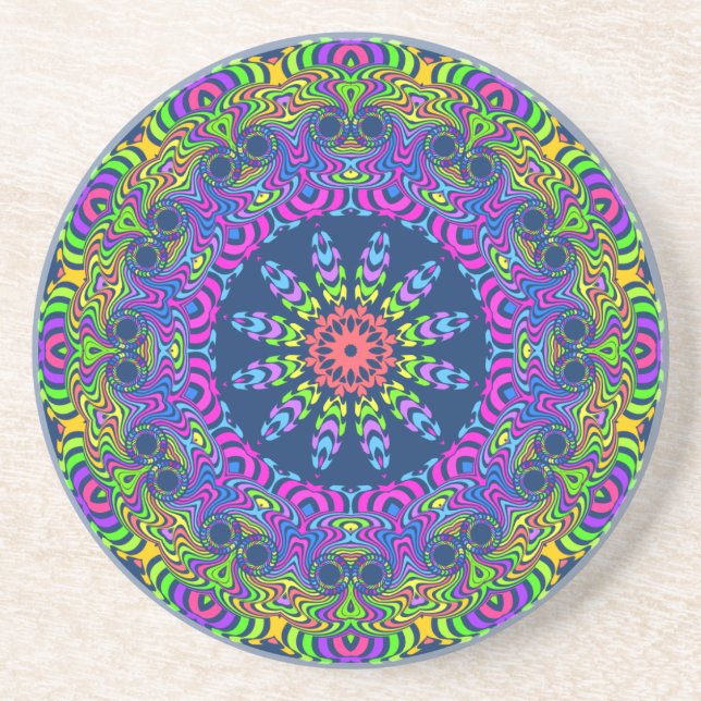 Clock Mandala - nyon 2 Underlägg Sandsten (Framsidan)
