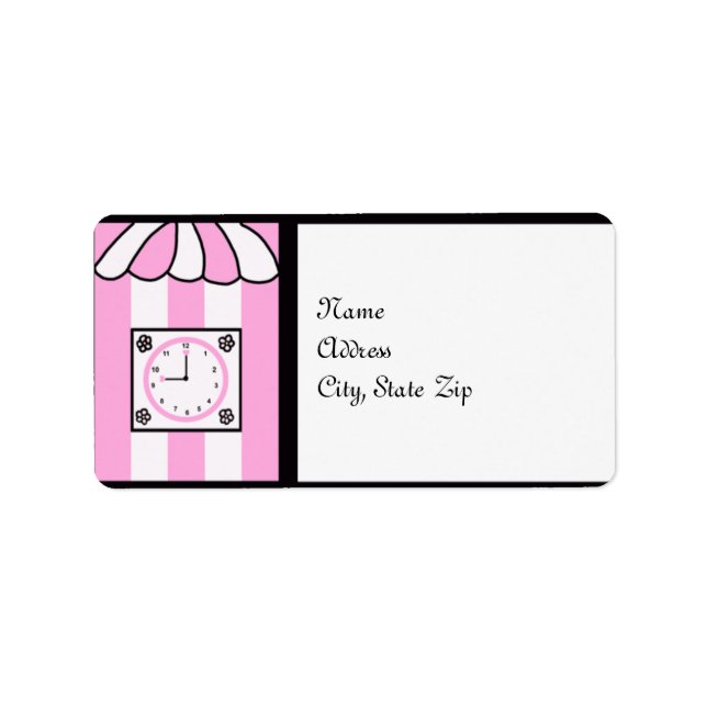 Clock Möhippa Rosa and White Rand Adressetikett (Framsidan)