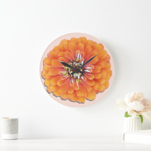 Clock - Orange Zinnia Stor Klocka