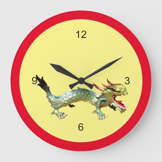 Clock - Oriental Dragon i Red Ram Stor Klocka (Framsida)