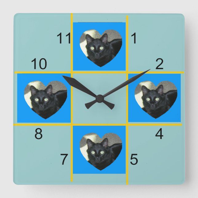 Clock - Pet Patchwork Fyrkantig Klocka (Framsida)