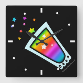 CLOCK - RAINBOW SHOT GLASS FYRKANTIG KLOCKA