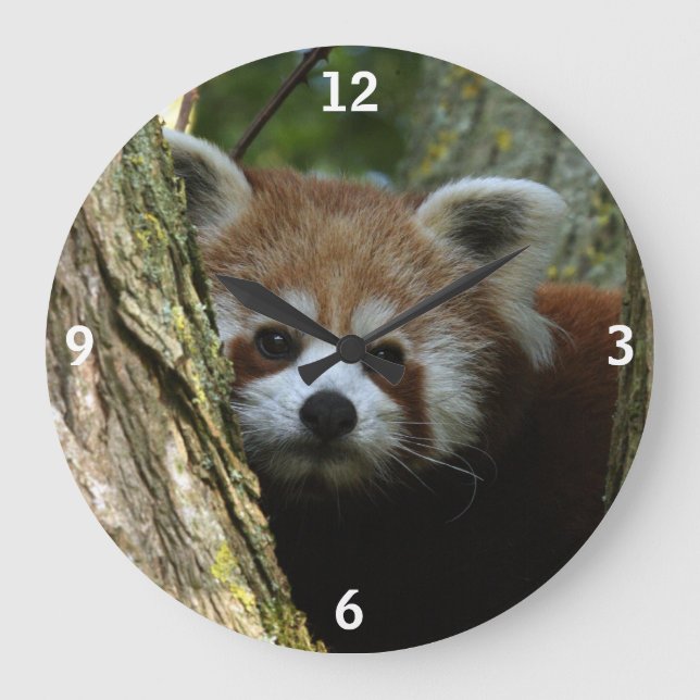 Clock - röd panda stor klocka (Framsida)