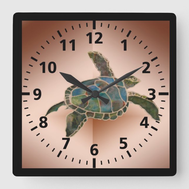 Clock - Sea Turtle Fyrkantig Klocka (Framsida)