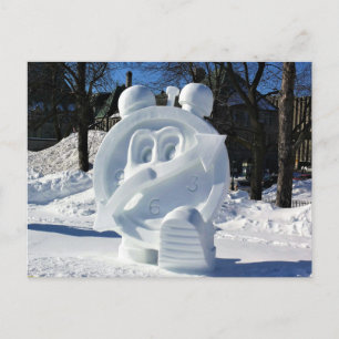 Clock Snö Sculpture, Quebec, Kanada Vykort