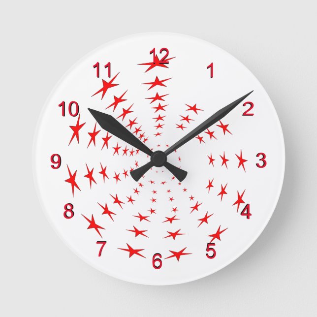 Clock - Spiral av Red Stars Rund Klocka (Framsida)