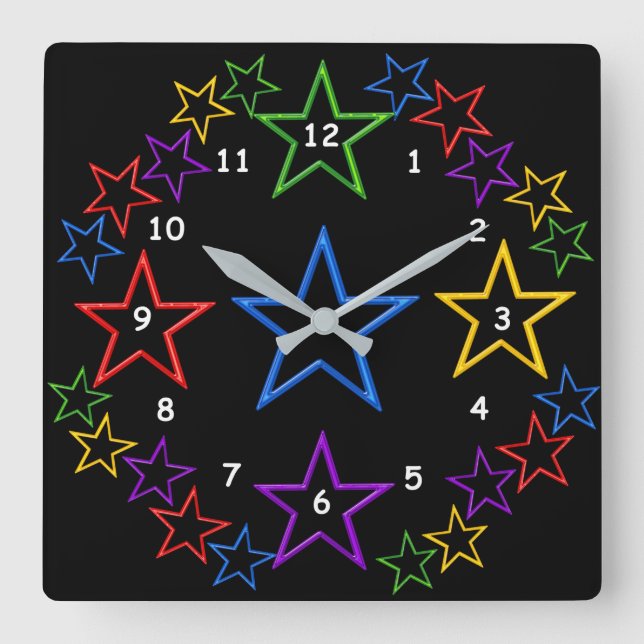 Clock - Starry Natt Fyrkantig Klocka (Framsida)