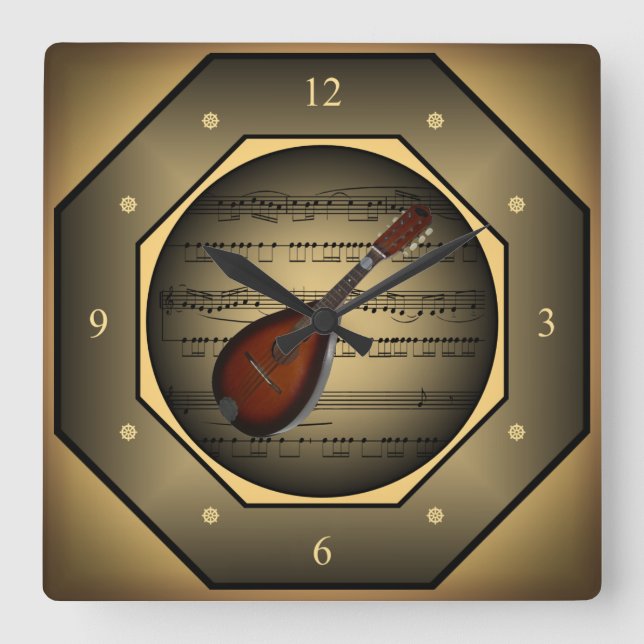 Clock-tagon ~ Mandolin~ Lakan Music ~ Tuscan ~ Fyrkantig Klocka (Framsida)