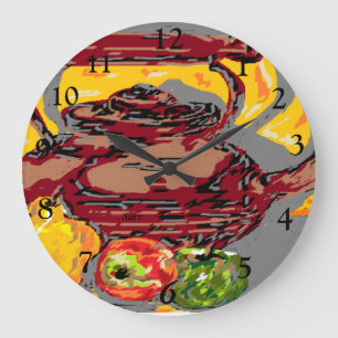 Clock Tea Kettle med Fruit Stor Klocka