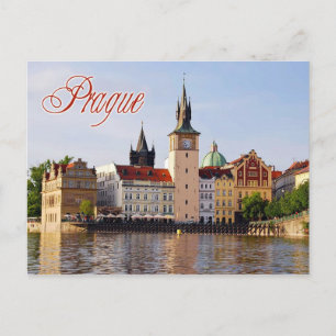 Clock Torn vid floden Vltava i Prag Vykort
