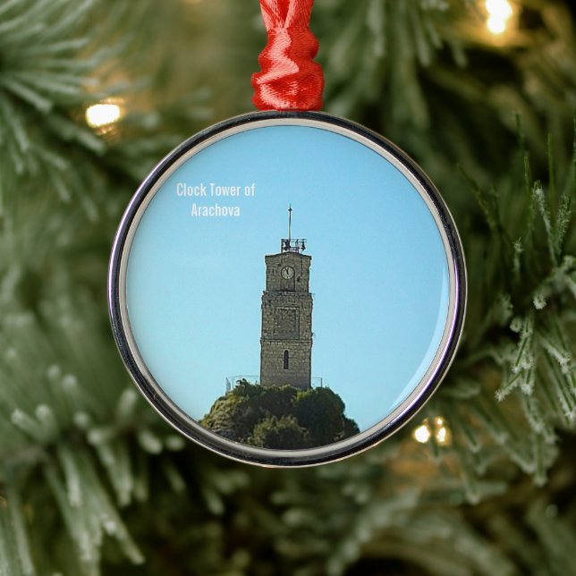 Clock Tower of Arachova Greece Julgransprydnad Metall (Träd)
