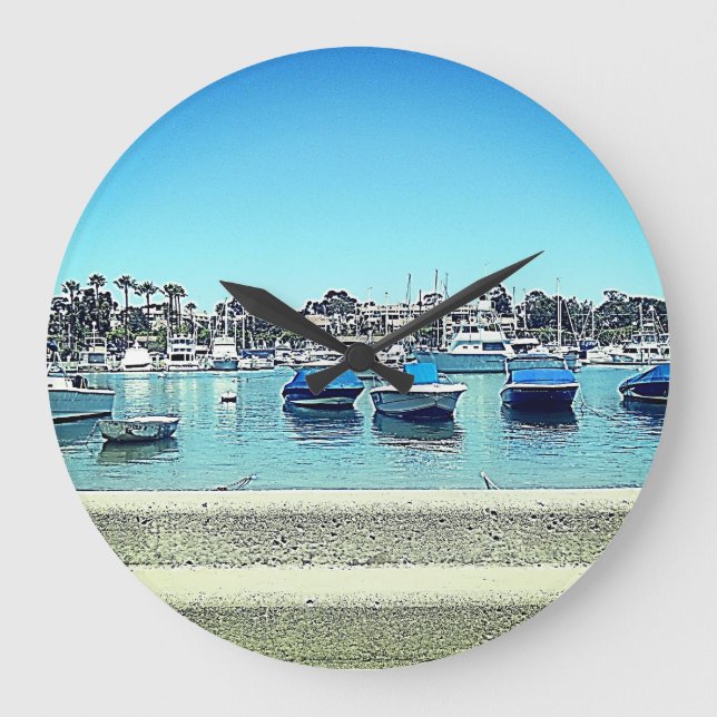 Clock Wall Balboa Island Personal Photo Beach Bay  Stor Klocka (Framsida)