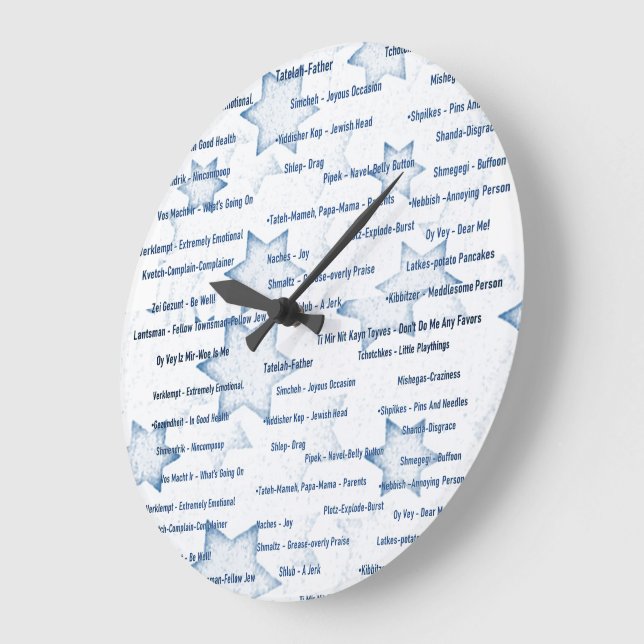 Clock Wall Yiddiska Ord Jewish Theme Stor Klocka (Vinkel)