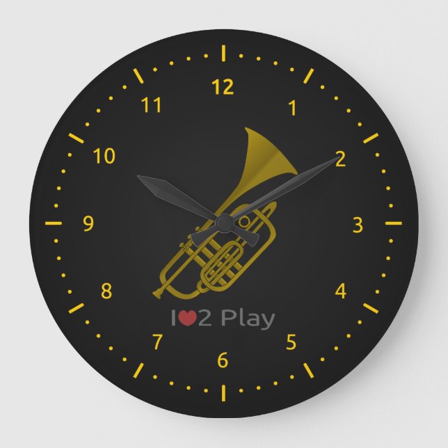 Clock with illustration of a trumpet stor klocka (Framsida)