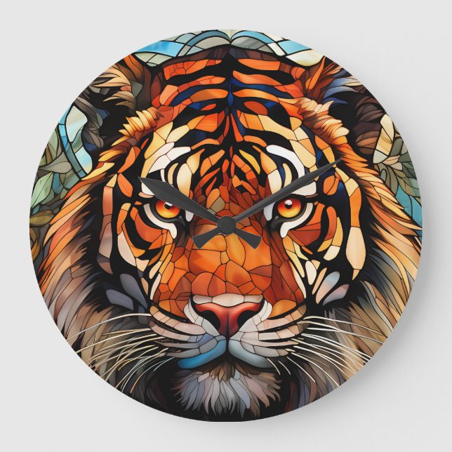 Clock with Tiger Design Stor Klocka (Framsida)