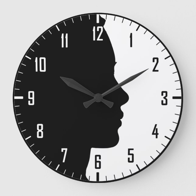 CLOCK - WOMAN ANSIKTE PROFILE SILHOUETTE STOR KLOCKA (Framsida)