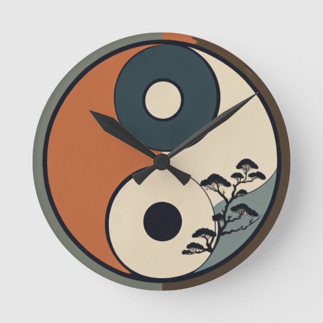 Clock Yin Yang-design Rund Klocka (Framsida)