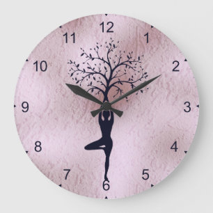 CLOCK - YOGA DAM SILHOUETTE TRÄD STOR KLOCKA