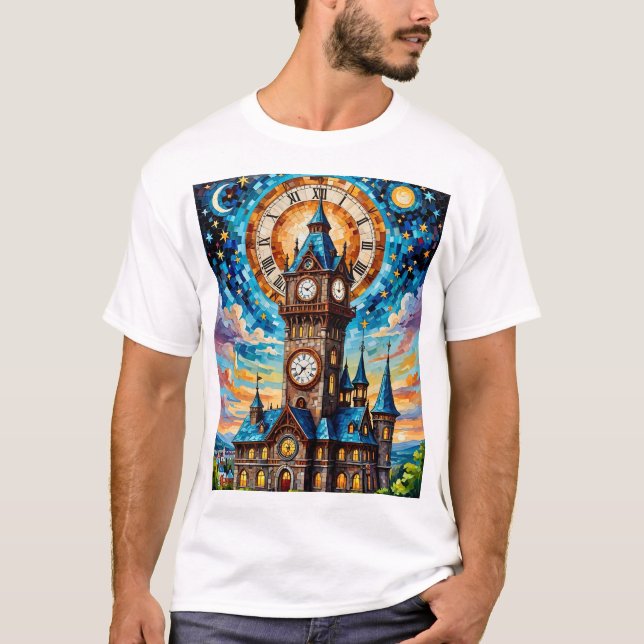 Clocktower T-Shirt Celestial Vintage Fantasy (Framsida)