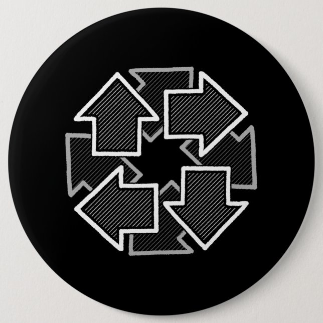 Clockwise Arrows Minimal Geometric Black Variant 2 Knapp (Framsida)