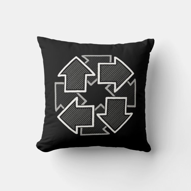 Clockwise Arrows Minimal Geometric Black Variant 2 Kudde (Framsida)