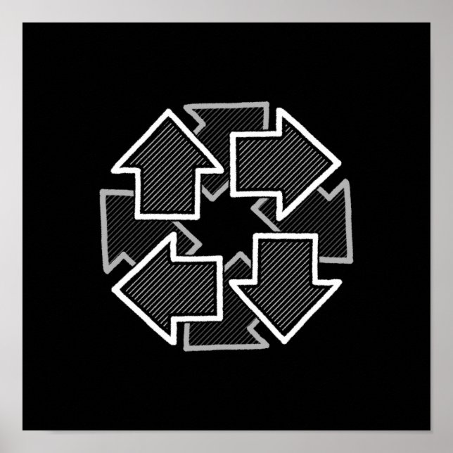 Clockwise Arrows Minimal Geometric Black Variant 2 Poster (Framsidan)