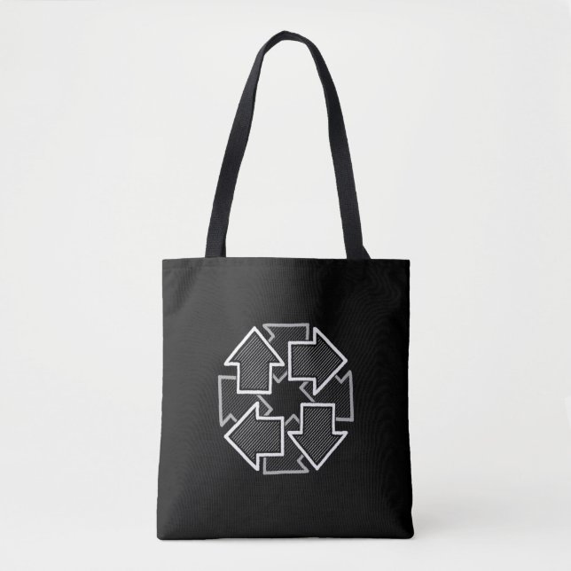 Clockwise Arrows Minimal Geometric Black Variant 2 Tygkasse (Framsida)