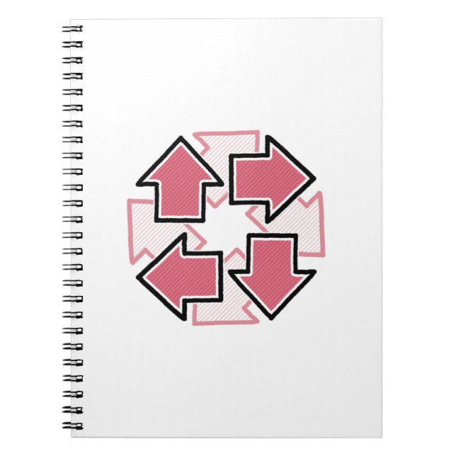 Clockwise Arrows Minimal Geometric Red Anteckningsbok (Framsidan)