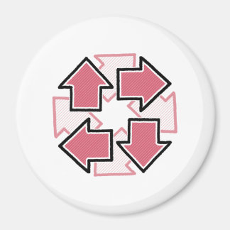 Clockwise Arrows Minimal Geometric Red Magnet