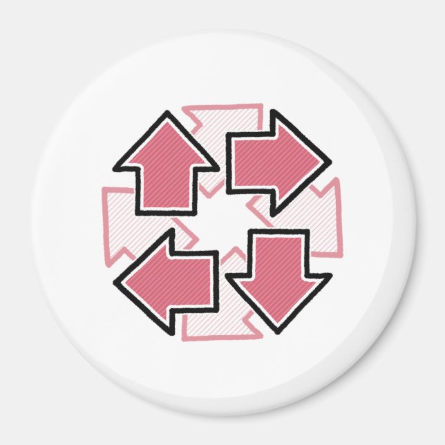 Clockwise Arrows Minimal Geometric Red Magnet (Framsidan)