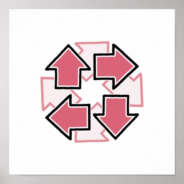 Clockwise Arrows Minimal Geometric Red Poster (Framsidan)