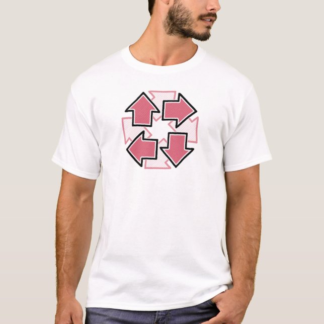 Clockwise Arrows Minimal Geometric Red T Shirt (Framsida)