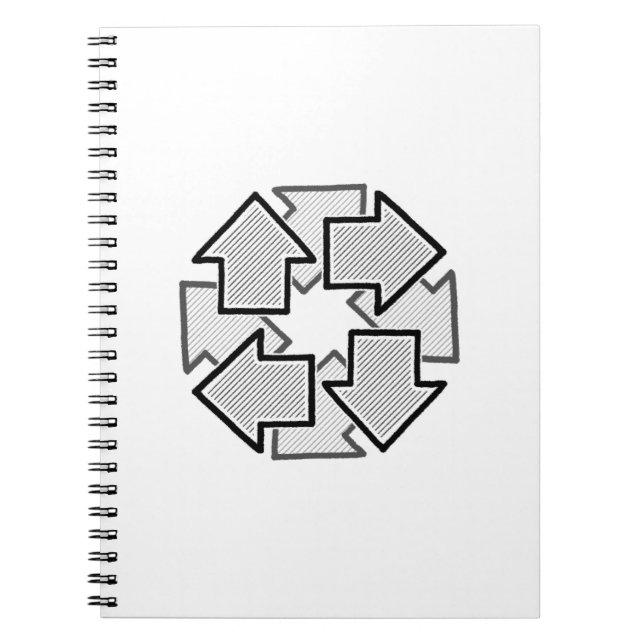Clockwise Arrows Minimal Geometric White Variant 1 Anteckningsbok (Framsidan)