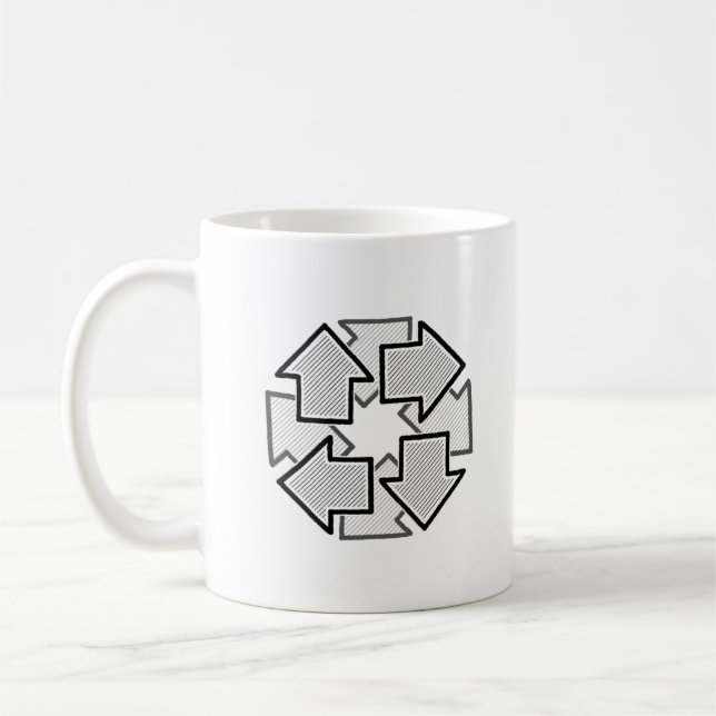 Clockwise Arrows Minimal Geometric White Variant 1 Kaffemugg (Vänster)