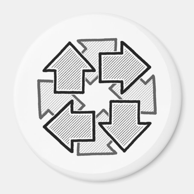 Clockwise Arrows Minimal Geometric White Variant 1 Magnet (Framsidan)