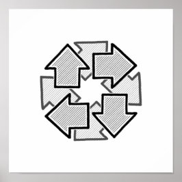 Clockwise Arrows Minimal Geometric White Variant 1 Poster