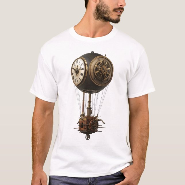 "Clockwork Airship" Steampunk Grafisk T-shirt – Vi (Framsida)