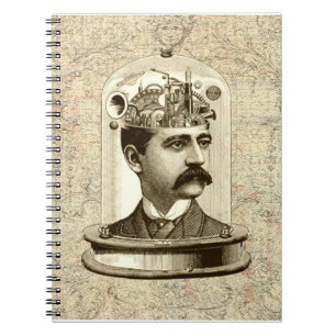 Clockwork Brain STEAMPUNK vintage Anteckningsbok Med Spiral