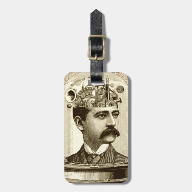 Clockwork Brain STEAMPUNK vintage Bagagebricka (Vertikal Framsida)
